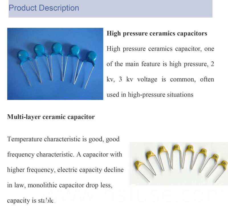 High Stable Guaranteed Quality 1/4 W Ceramic Capacitor